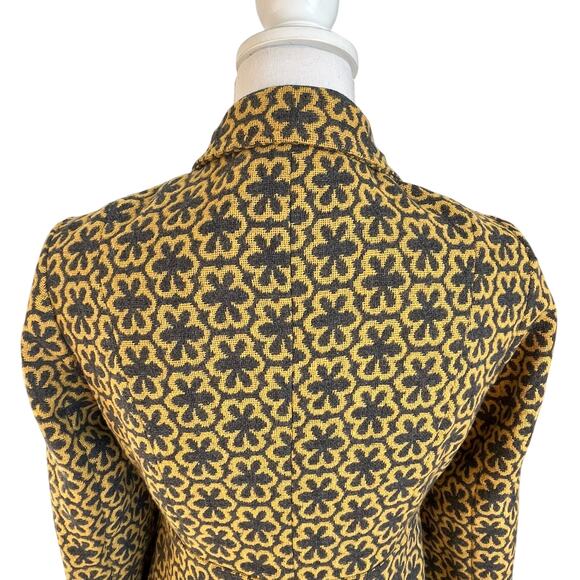 Pura Vida Peacoat Womens Size 4 Gold Gray Double Breasted Wool Blend Floral - Picture 6 of 9